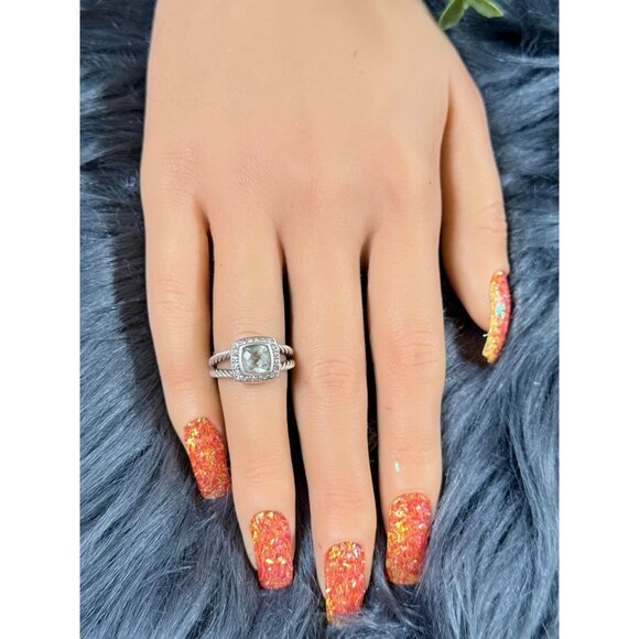 D.Y. 925 Prasiolite/Diamonds Ring - Picture 11 of 12